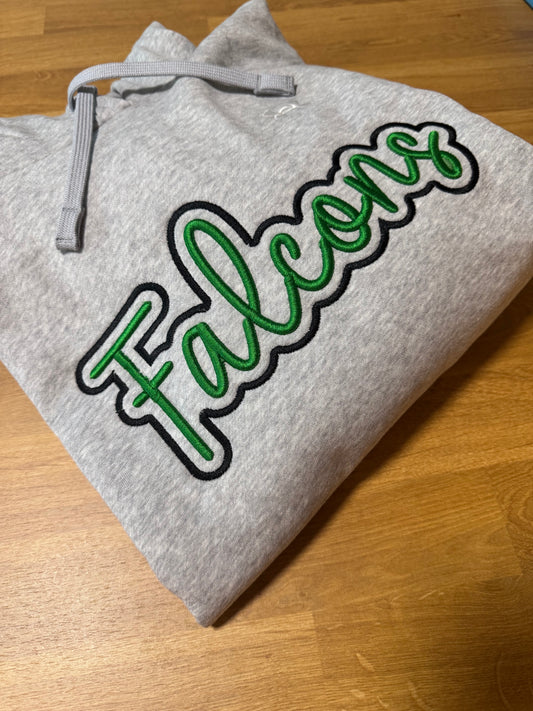 Heather Gray Puff Embroidered Sweatshirt & Hoodie-Falcons